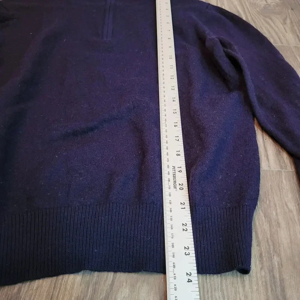 Tailor Byrd Men Wool Pullover Sweater M Black Quarter Zip Long Sleeves Mock Neck